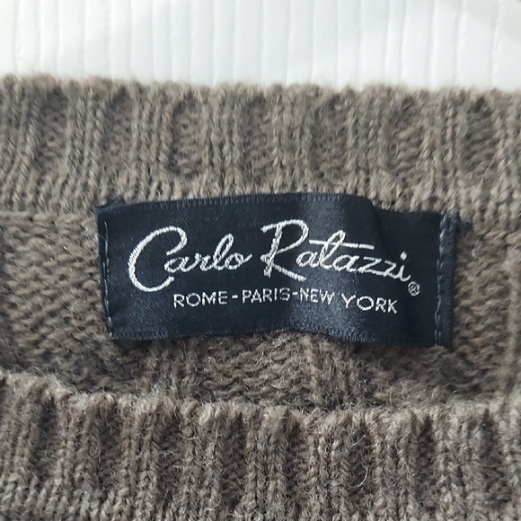 Carlo Ritazzi Mens Brown Crewneck Sweater Ribbed Wool Long Sleeves Vinta… - Picture 3 of 7